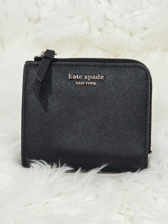kate spade Handbags - Kate Spade New York Black Leather Bifold Wallet Zip Coin ID Card Holder